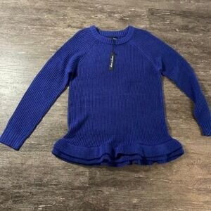 Alison Andrews Ruffle Sweater Royal Blue Size S NWT